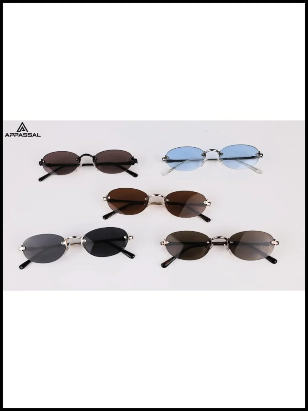 Retro Small Oval Sunglasses - Rimless Y2K Designer Vintage Shades